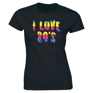 Half It Tops - Ladyfit Women's I Love The 80's Sexy Retro T-shirt Half It Tops - Ladyfit Women's I Love The 80's Sexy Retro T-shirt